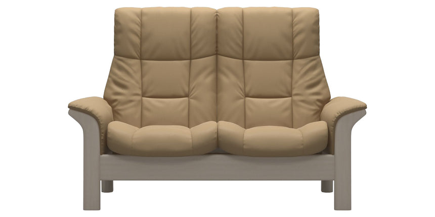 Paloma Leather Sand and Whitewash Base | Stressless Windsor 2-Seater High Back Sofa | Valley Ridge Furniture