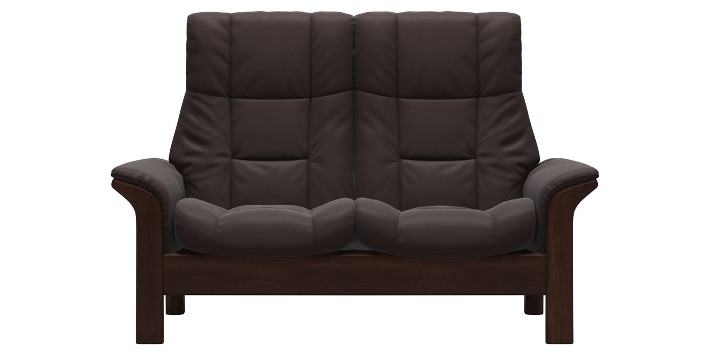 Paloma Leather Chocolate and Brown Base | Stressless Windsor 2-Seater High Back Sofa | Valley Ridge Furniture