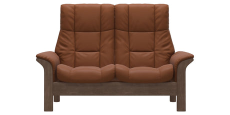 Paloma Leather New Cognac and Walnut Base | Stressless Windsor 2-Seater High Back Sofa | Valley Ridge Furniture