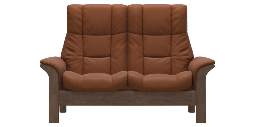 Paloma Leather New Cognac and Walnut Base | Stressless Windsor 2-Seater High Back Sofa | Valley Ridge Furniture
