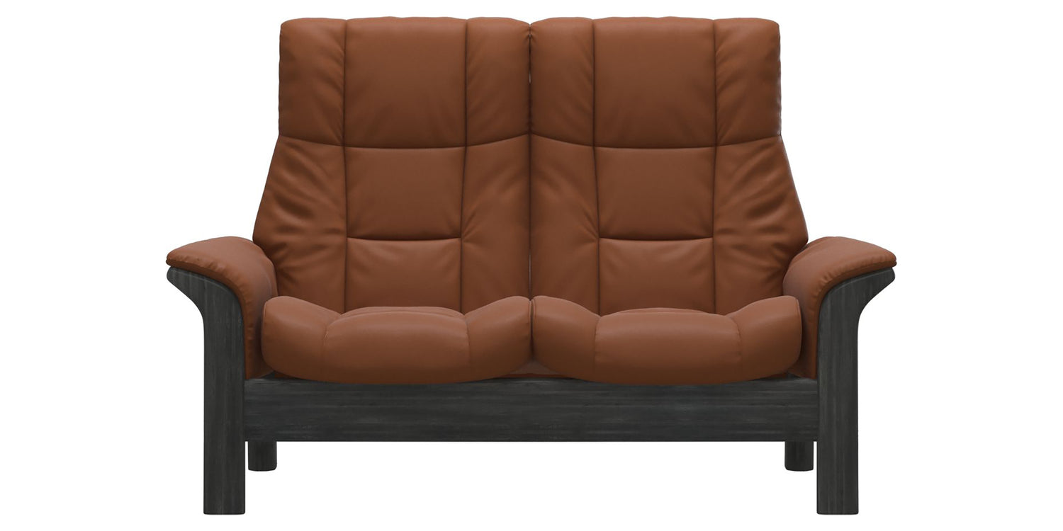 Paloma Leather New Cognac and Grey Base | Stressless Windsor 2-Seater High Back Sofa | Valley Ridge Furniture