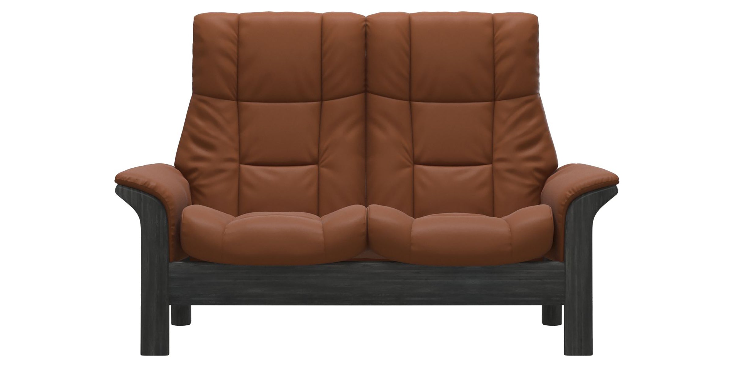 Paloma Leather New Cognac and Grey Base | Stressless Windsor 2-Seater High Back Sofa | Valley Ridge Furniture