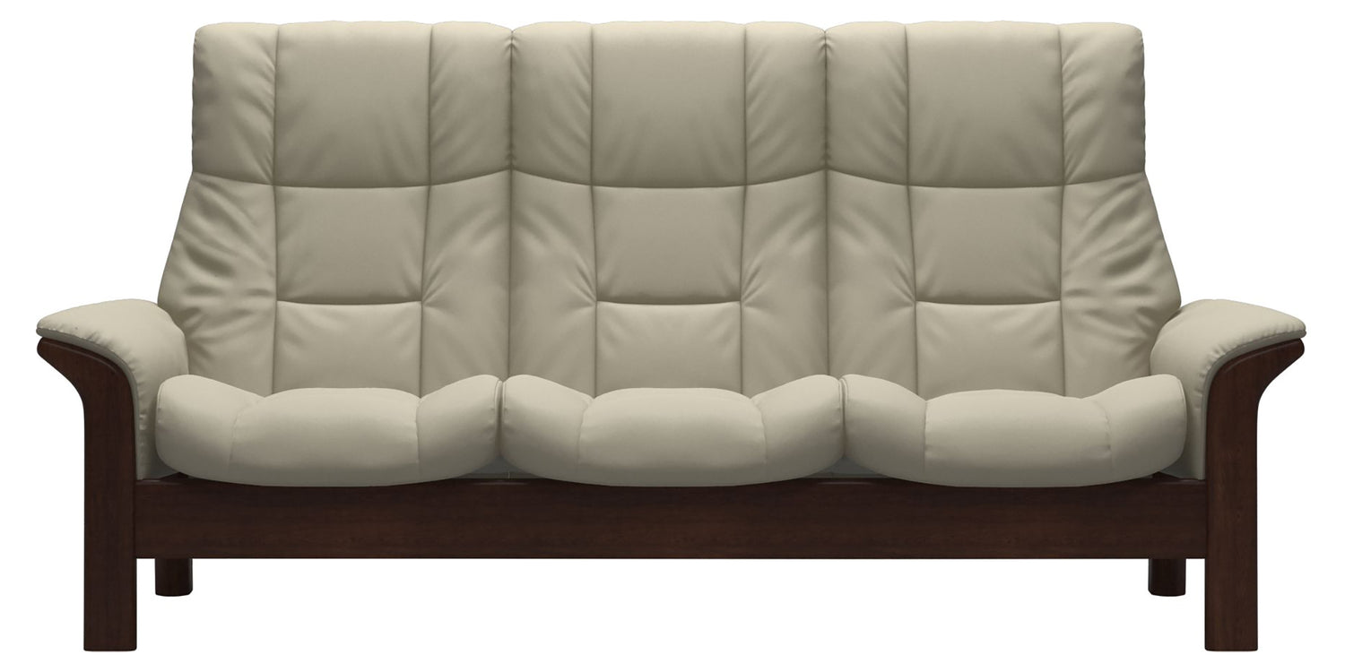 Paloma Leather Light Grey and Brown Base | Stressless Windsor 3-Seater High Back Sofa | Valley Ridge Furniture