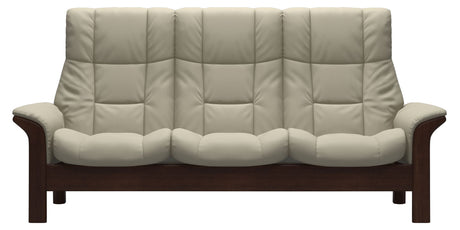 Paloma Leather Light Grey and Brown Base | Stressless Windsor 3-Seater High Back Sofa | Valley Ridge Furniture