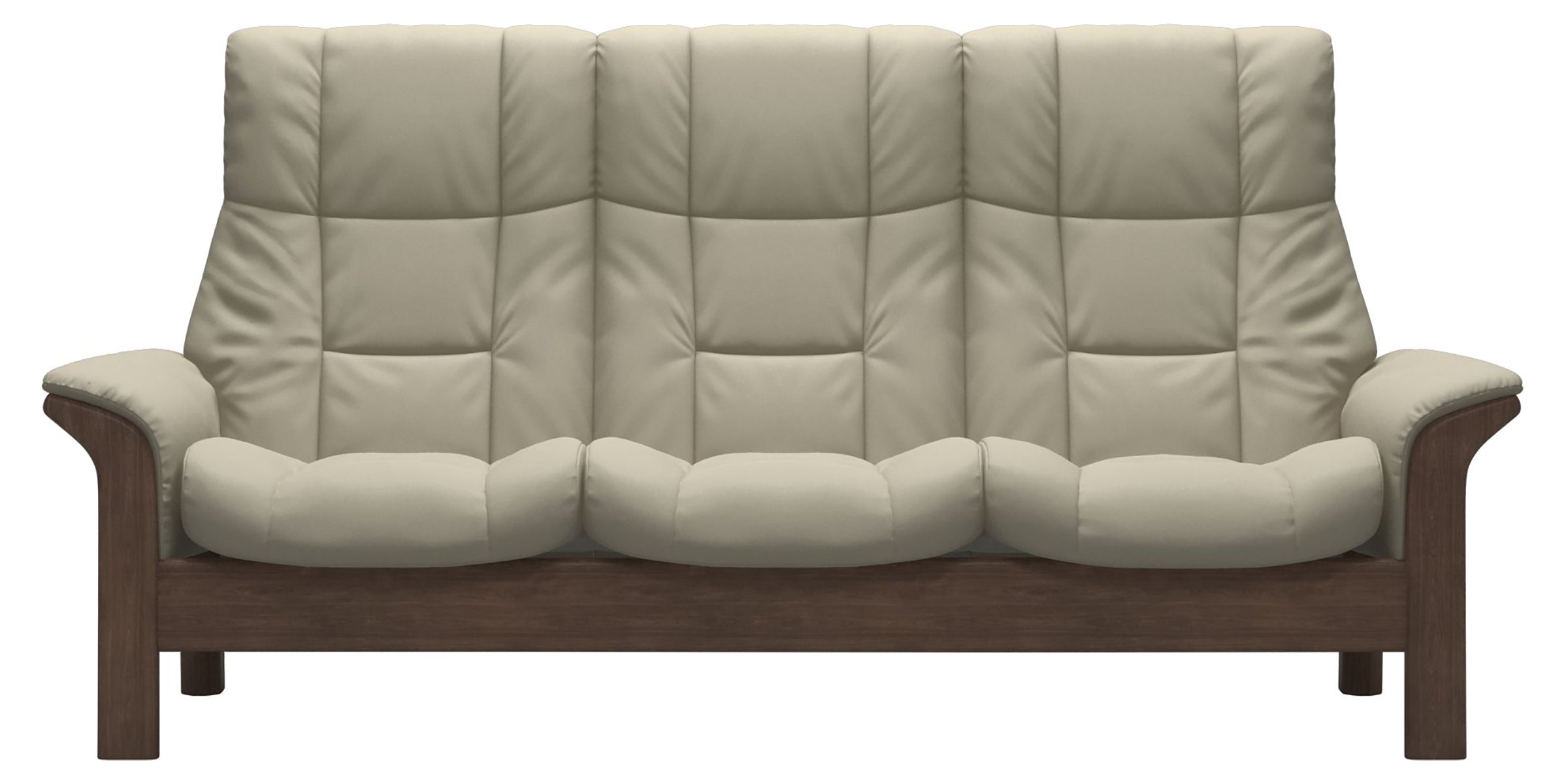 Paloma Leather Light Grey and Walnut Base | Stressless Windsor 3-Seater High Back Sofa | Valley Ridge Furniture