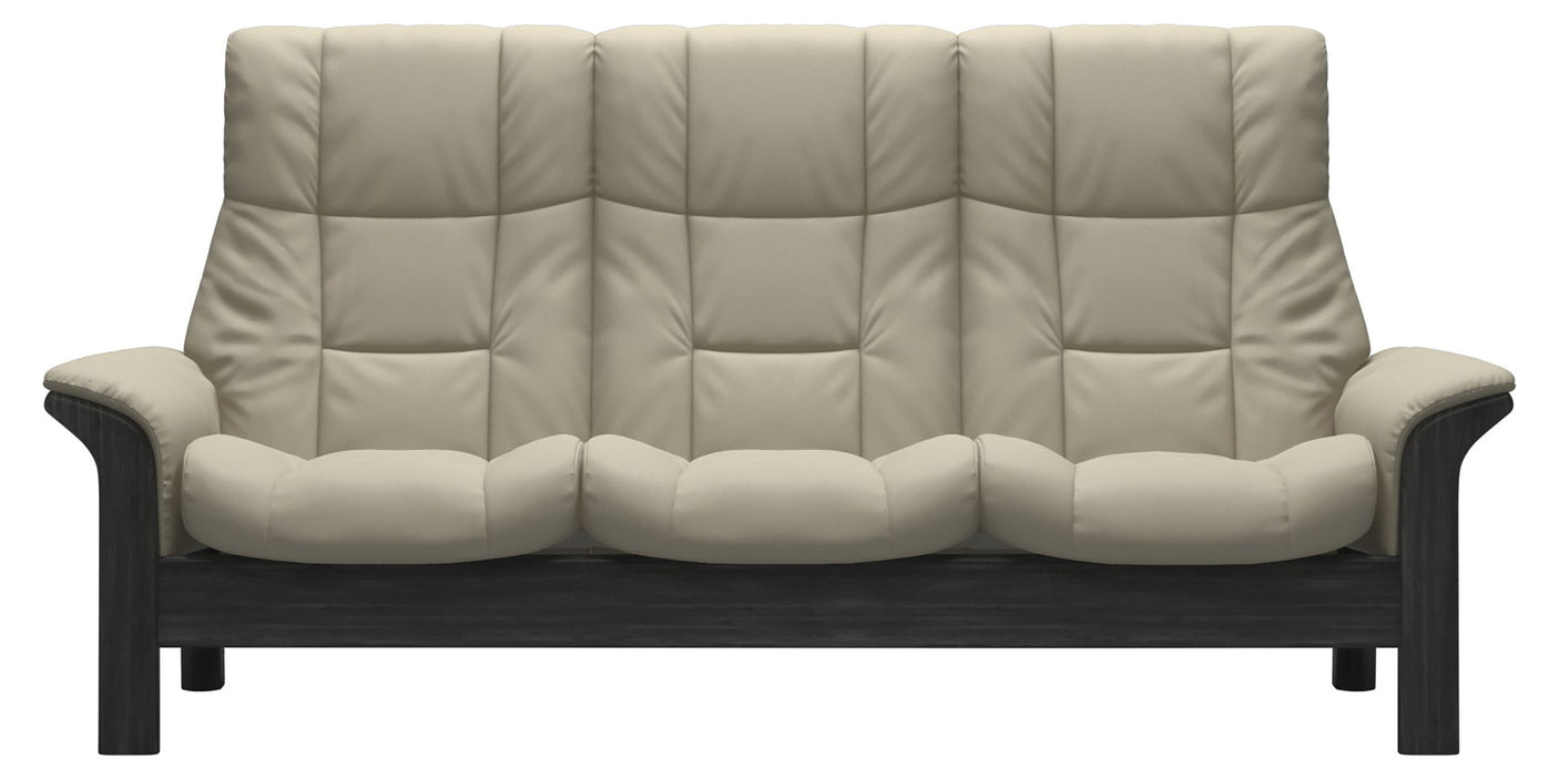 Paloma Leather Light Grey and Grey Base | Stressless Windsor 3-Seater High Back Sofa | Valley Ridge Furniture