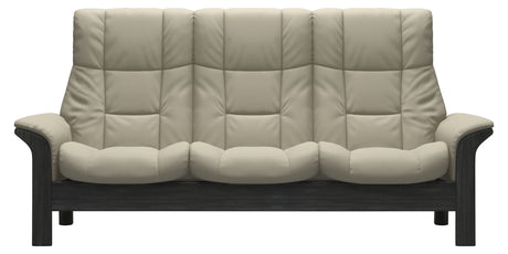 Paloma Leather Light Grey and Grey Base | Stressless Windsor 3-Seater High Back Sofa | Valley Ridge Furniture