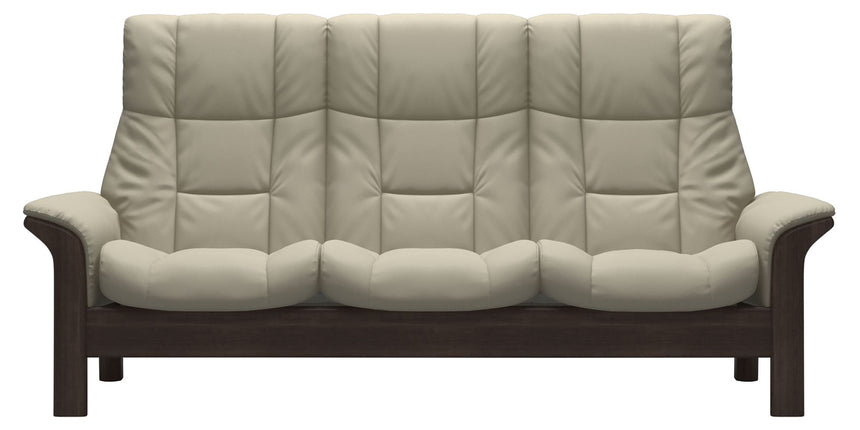 Paloma Leather Light Grey and Wenge Base | Stressless Windsor 3-Seater High Back Sofa | Valley Ridge Furniture