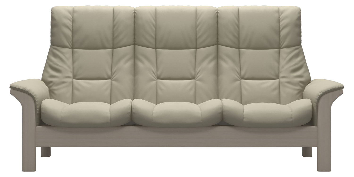 Paloma Leather Light Grey and Whitewash Base | Stressless Windsor 3-Seater High Back Sofa | Valley Ridge Furniture