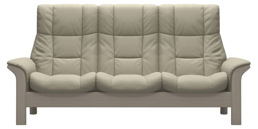 Paloma Leather Light Grey and Whitewash Base | Stressless Windsor 3-Seater High Back Sofa | Valley Ridge Furniture
