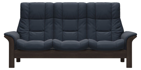 Paloma Leather Oxford Blue and Wenge Base | Stressless Windsor 3-Seater High Back Sofa | Valley Ridge Furniture