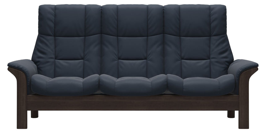 Paloma Leather Oxford Blue and Wenge Base | Stressless Windsor 3-Seater High Back Sofa | Valley Ridge Furniture