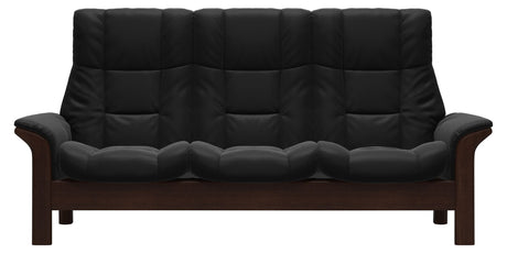 Paloma Leather Black and Brown Base | Stressless Windsor 3-Seater High Back Sofa | Valley Ridge Furniture