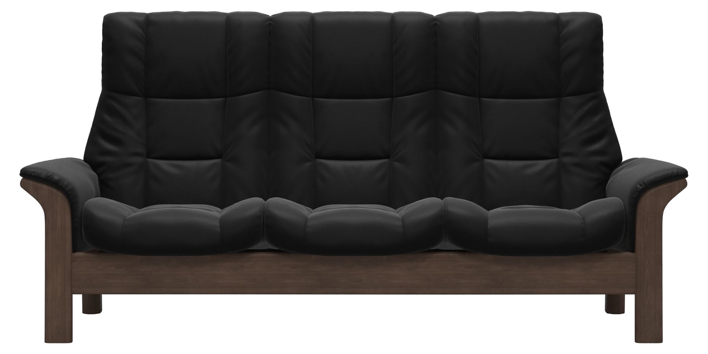 Paloma Leather Black and Walnut Base | Stressless Windsor 3-Seater High Back Sofa | Valley Ridge Furniture