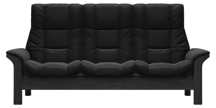Paloma Leather Black and Grey Base | Stressless Windsor 3-Seater High Back Sofa | Valley Ridge Furniture