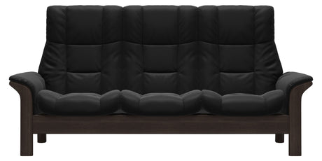 Paloma Leather Black and Wenge Base | Stressless Windsor 3-Seater High Back Sofa | Valley Ridge Furniture