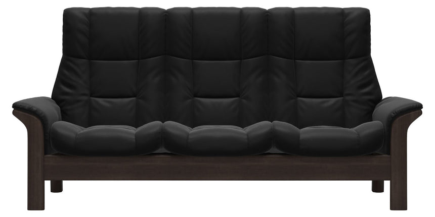 Paloma Leather Black and Wenge Base | Stressless Windsor 3-Seater High Back Sofa | Valley Ridge Furniture