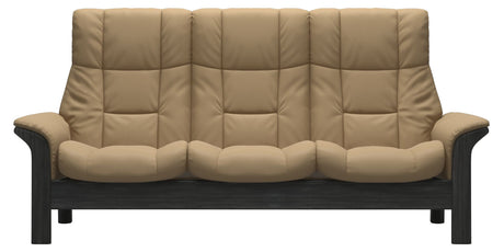 Paloma Leather Sand and Grey Base | Stressless Windsor 3-Seater High Back Sofa | Valley Ridge Furniture