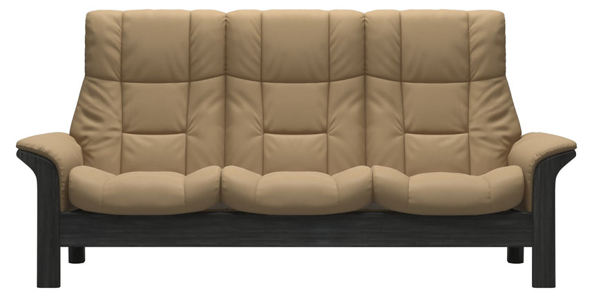 Paloma Leather Sand and Grey Base | Stressless Windsor 3-Seater High Back Sofa | Valley Ridge Furniture