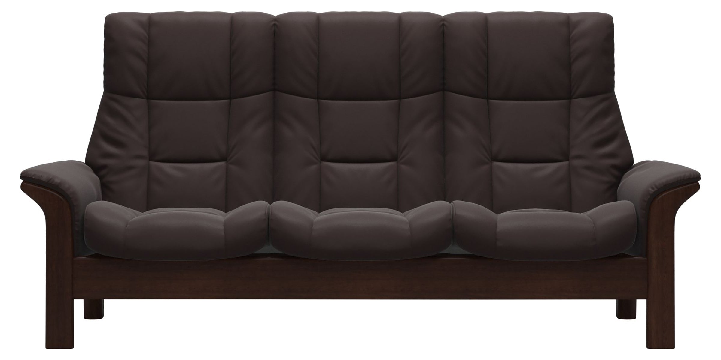 Paloma Leather Chocolate and Brown Base | Stressless Windsor 3-Seater High Back Sofa | Valley Ridge Furniture