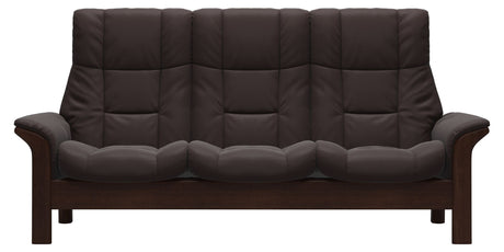 Paloma Leather Chocolate and Brown Base | Stressless Windsor 3-Seater High Back Sofa | Valley Ridge Furniture