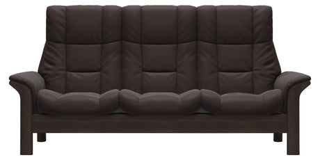 Paloma Leather Chocolate and Wenge Base | Stressless Windsor 3-Seater High Back Sofa | Valley Ridge Furniture