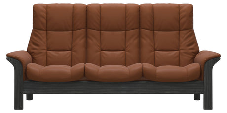 Paloma Leather New Cognac and Grey Base | Stressless Windsor 3-Seater High Back Sofa | Valley Ridge Furniture