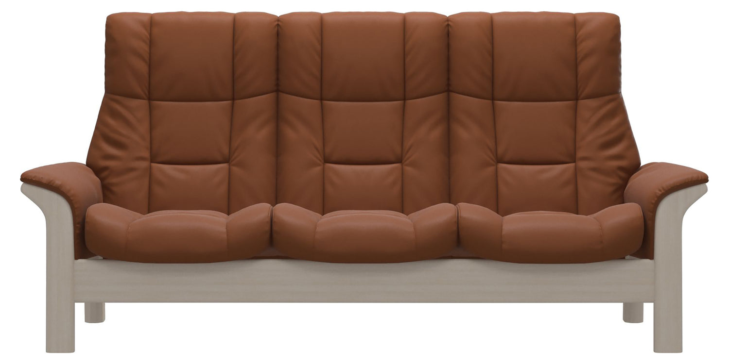 Paloma Leather New Cognac and Whitewash Base | Stressless Windsor 3-Seater High Back Sofa | Valley Ridge Furniture