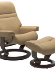 Paloma Leather Sand S/M/L and Wenge Base | Stressless Sunrise Classic Recliner | Valley Ridge Furniture