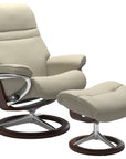 Paloma Leather Light Grey S/M/L and Brown Base | Stressless Sunrise Signature Recliner | Valley Ridge Furniture