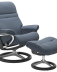 Paloma Leather Sparrow Blue S/M/L and Grey Base | Stressless Sunrise Signature Recliner | Valley Ridge Furniture