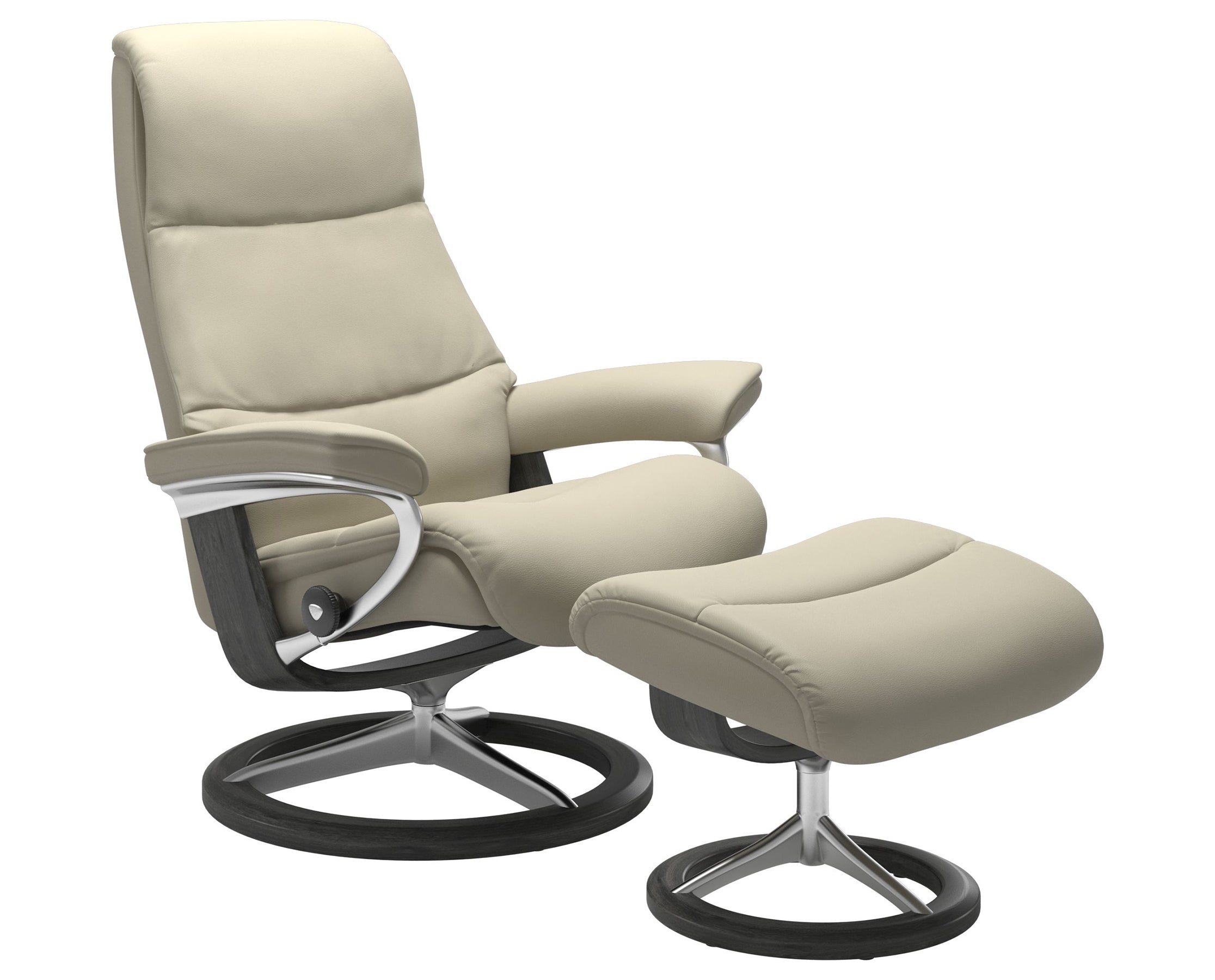 Paloma Leather Light Grey S/M/L and Grey Base | Stressless View Signature Recliner | Valley Ridge Furniture