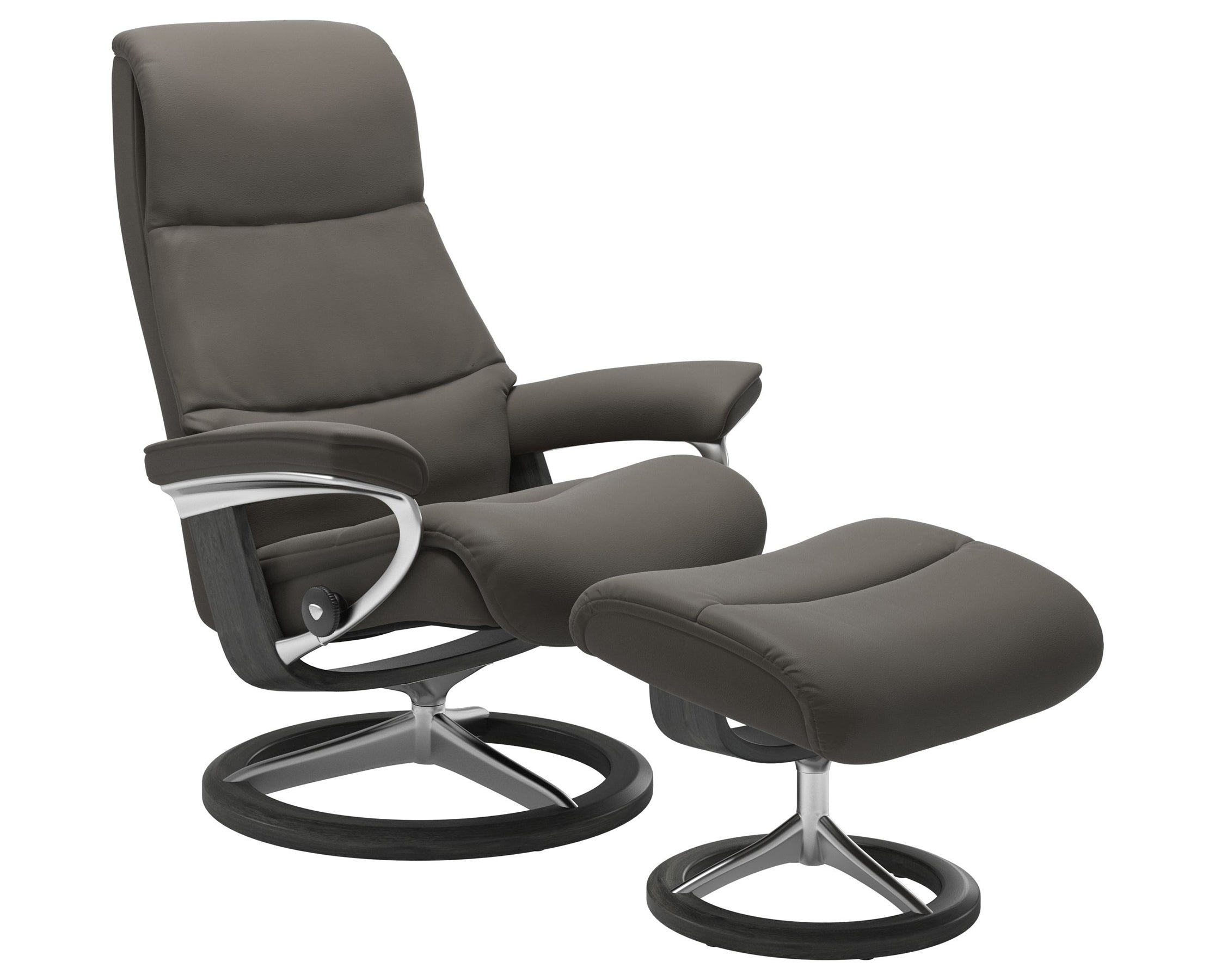 Paloma Leather Metal Grey S/M/L and Grey Base | Stressless View Signature Recliner | Valley Ridge Furniture