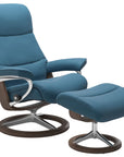 Paloma Leather Crystal Blue S/M/L and Walnut Base | Stressless View Signature Recliner | Valley Ridge Furniture