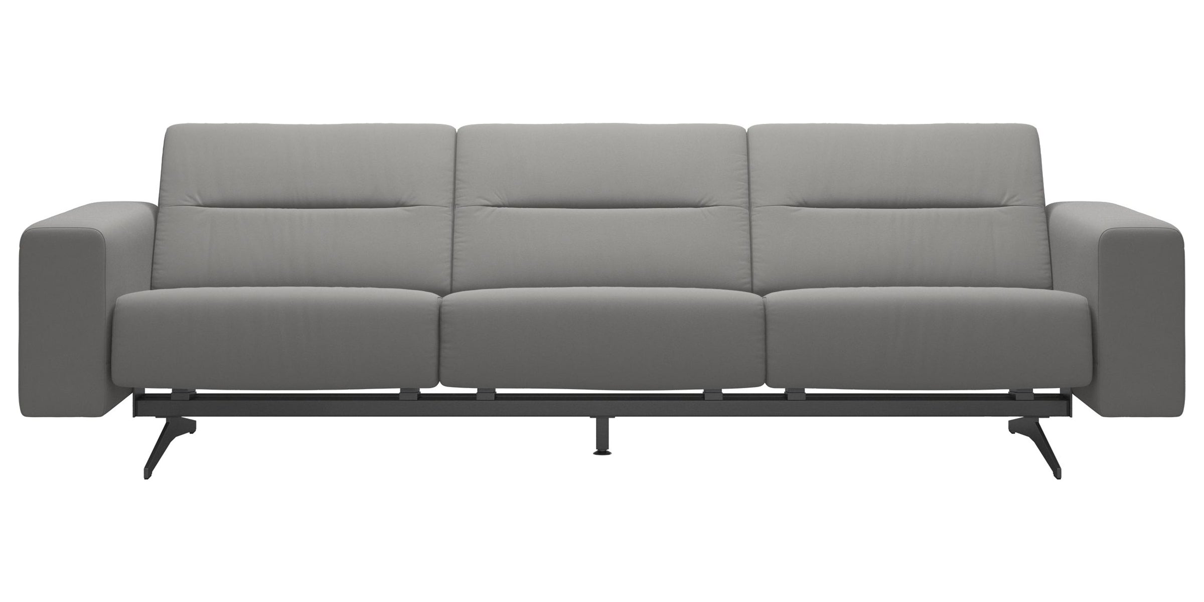 Paloma Leather Silver Grey &amp; Chrome Base | Stressless Stella 3-Seater Sofa with S1 Arm | Valley Ridge Furniture