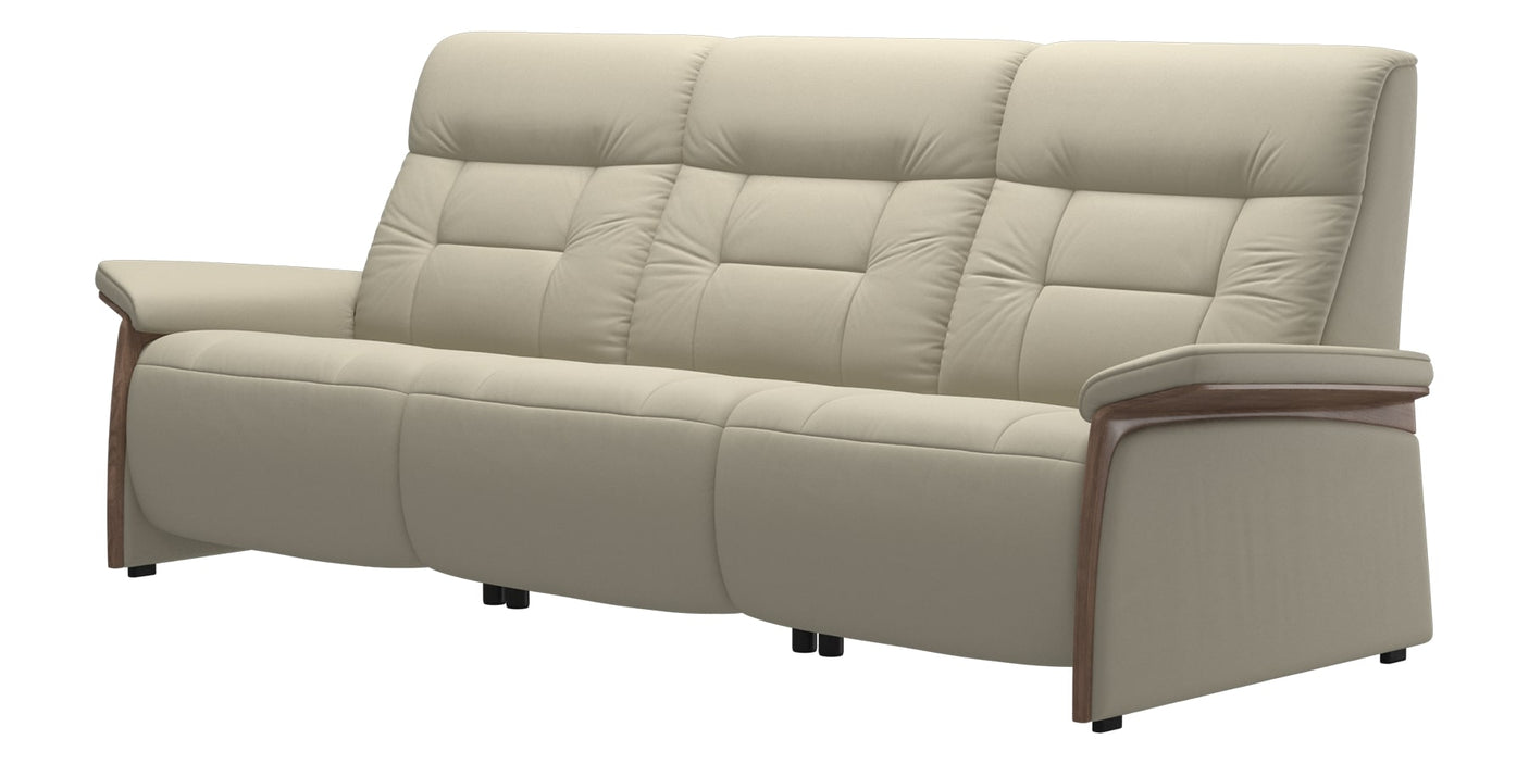 Paloma Leather Light Grey & Walnut Arm Trim | Stressless Mary 3-Seater Sofa | Valley Ridge Furniture