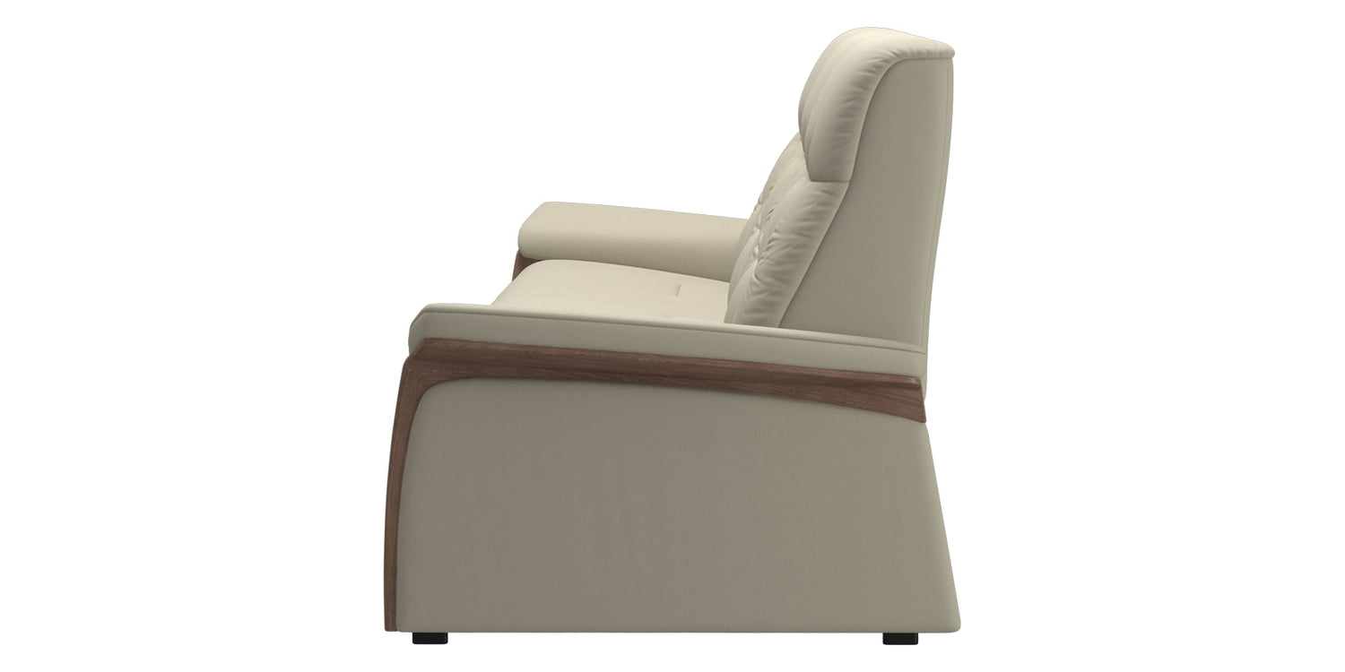 Paloma Leather Light Grey & Walnut Arm Trim | Stressless Mary 3-Seater Sofa | Valley Ridge Furniture