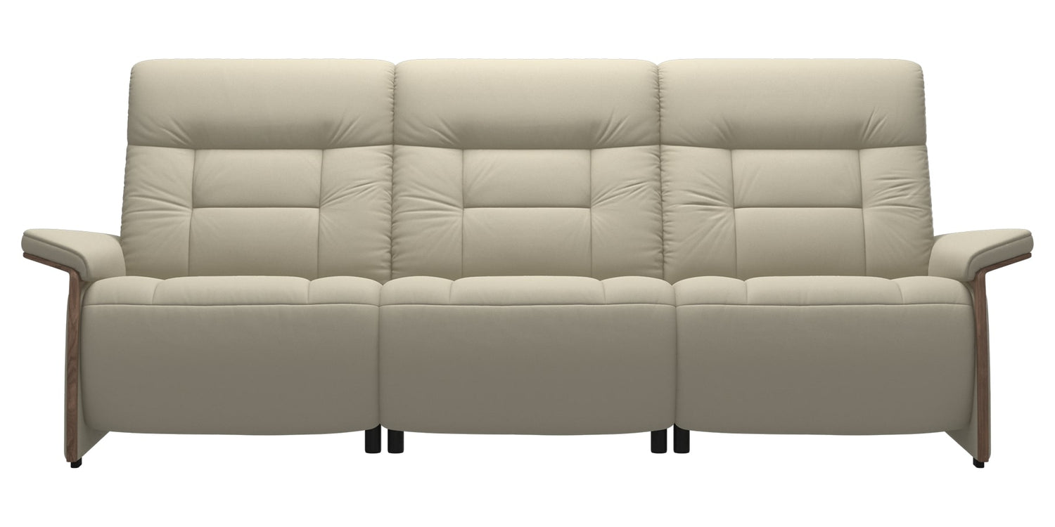 Paloma Leather Light Grey & Walnut Arm Trim | Stressless Mary 3-Seater Sofa | Valley Ridge Furniture