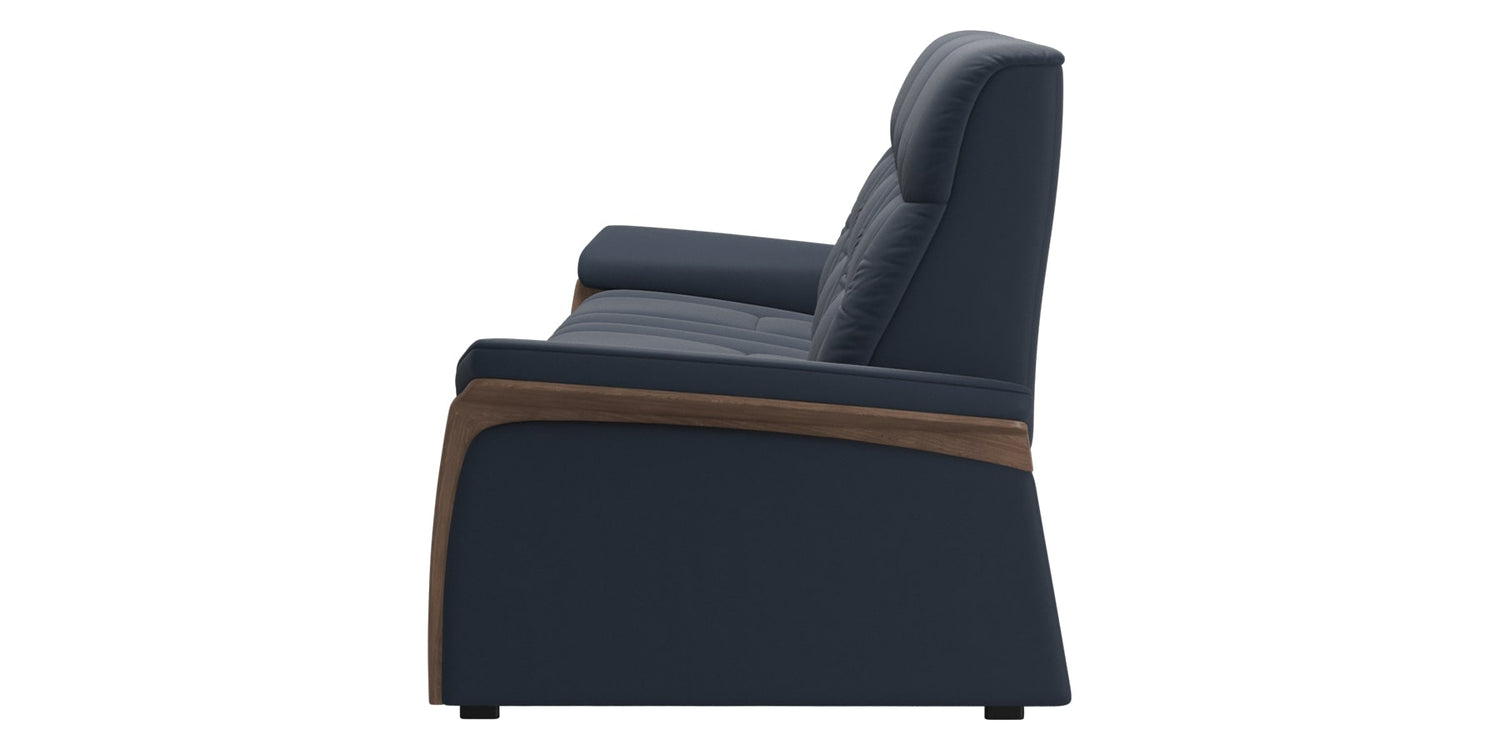 Paloma Leather Oxford Blue & Walnut Arm Trim | Stressless Mary 3-Seater Sofa | Valley Ridge Furniture