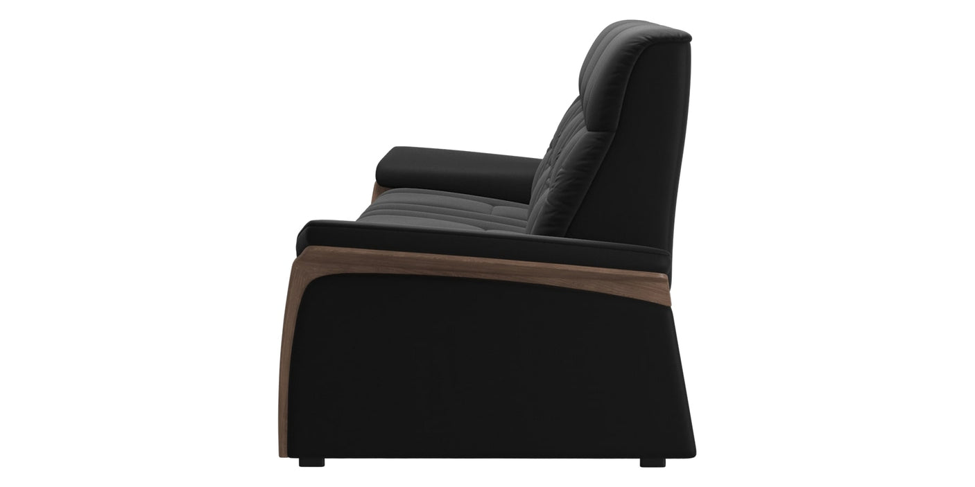 Paloma Leather Black & Walnut Arm Trim | Stressless Mary 3-Seater Sofa | Valley Ridge Furniture
