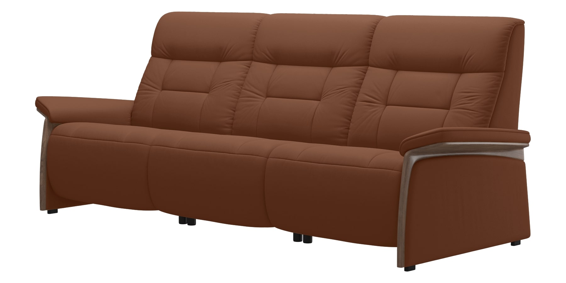 Paloma Leather New Cognac & Walnut Arm Trim | Stressless Mary 3-Seater Sofa | Valley Ridge Furniture