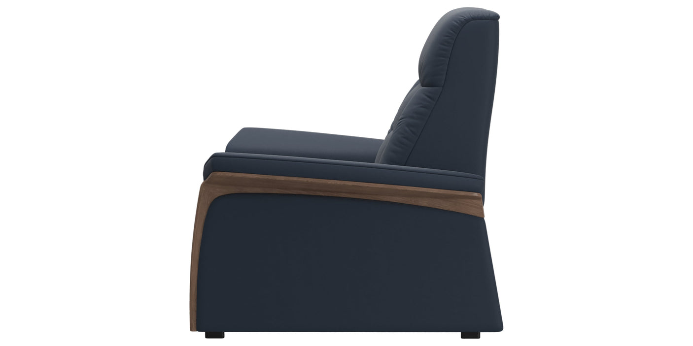 Paloma Leather Oxford Blue & Walnut Arm Trim | Stressless Mary Chair | Valley Ridge Furniture