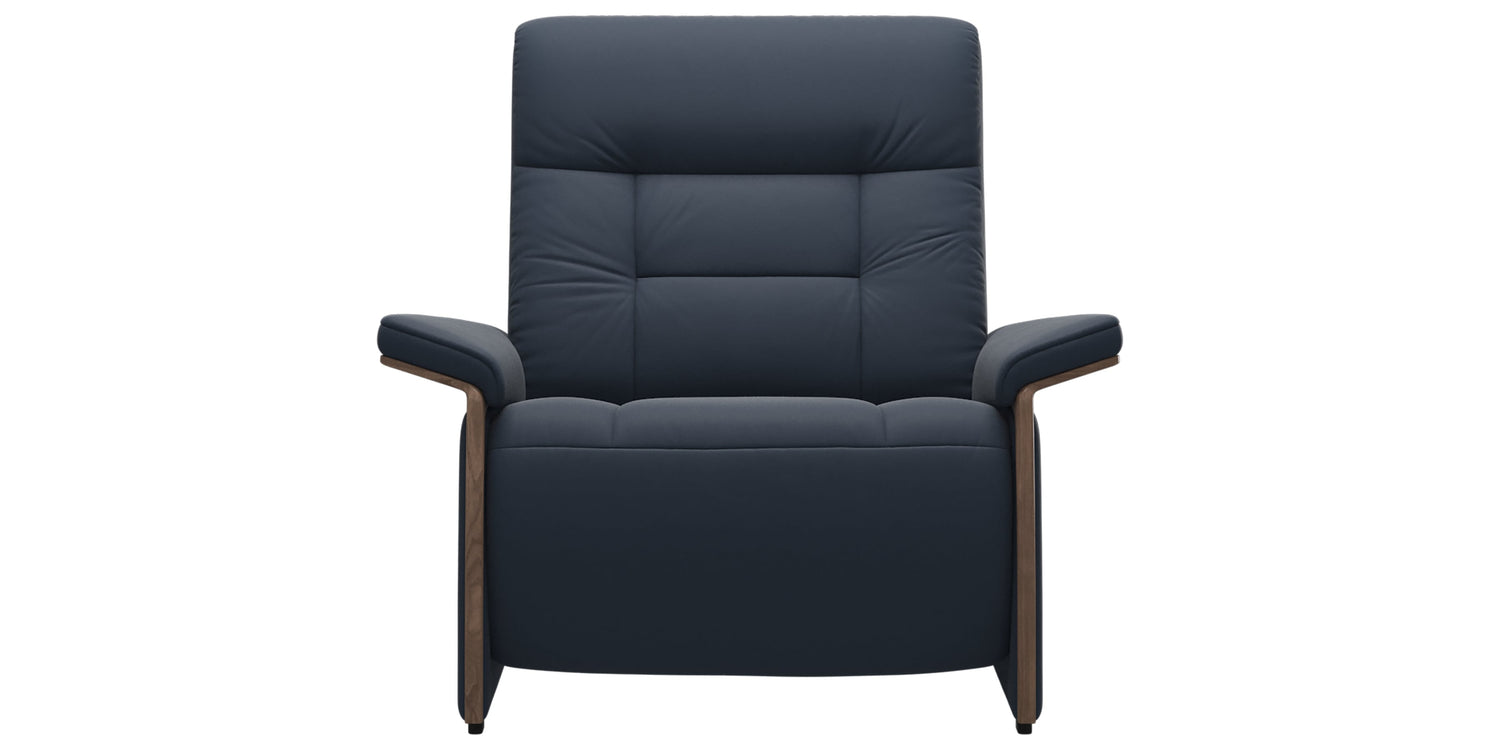 Paloma Leather Oxford Blue & Walnut Arm Trim | Stressless Mary Chair | Valley Ridge Furniture