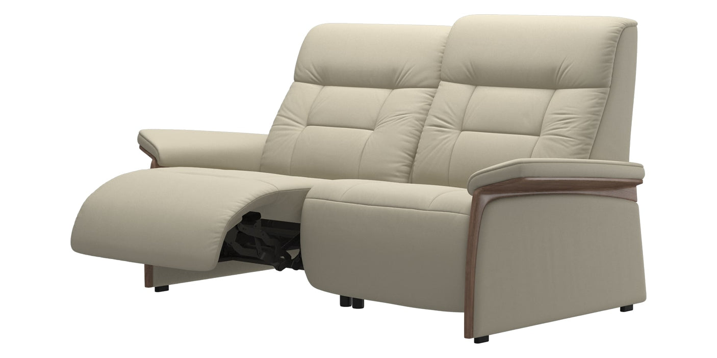 Paloma Leather Light Grey & Walnut Arm Trim | Stressless Mary 2-Seater Sofa | Valley Ridge Furniture