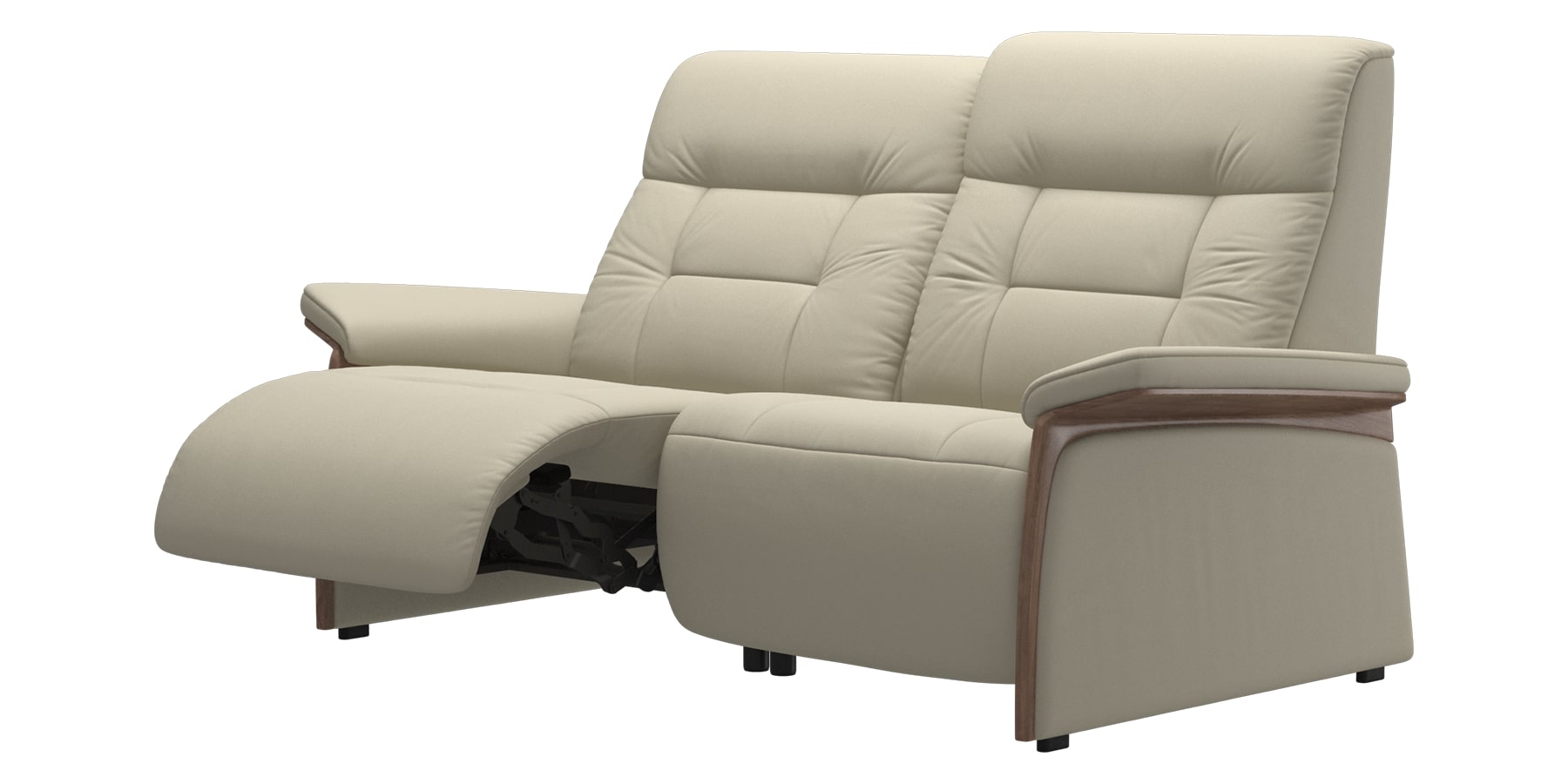 Paloma Leather Light Grey &amp; Walnut Arm Trim | Stressless Mary 2-Seater Sofa | Valley Ridge Furniture