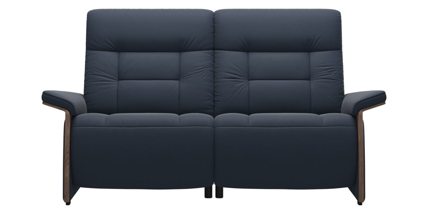 Paloma Leather Oxford Blue & Walnut Arm Trim | Stressless Mary 2-Seater Sofa | Valley Ridge Furniture