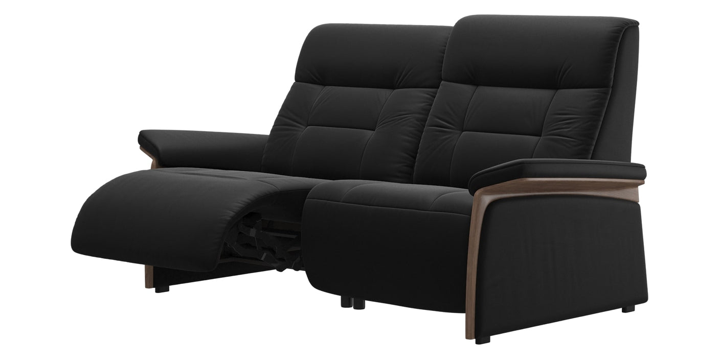 Paloma Leather Black & Walnut Arm Trim | Stressless Mary 2-Seater Sofa | Valley Ridge Furniture