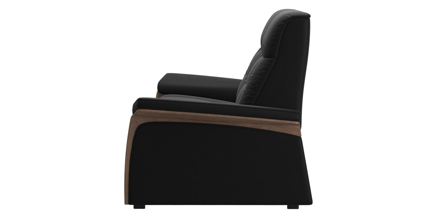 Paloma Leather Black & Walnut Arm Trim | Stressless Mary 2-Seater Sofa | Valley Ridge Furniture