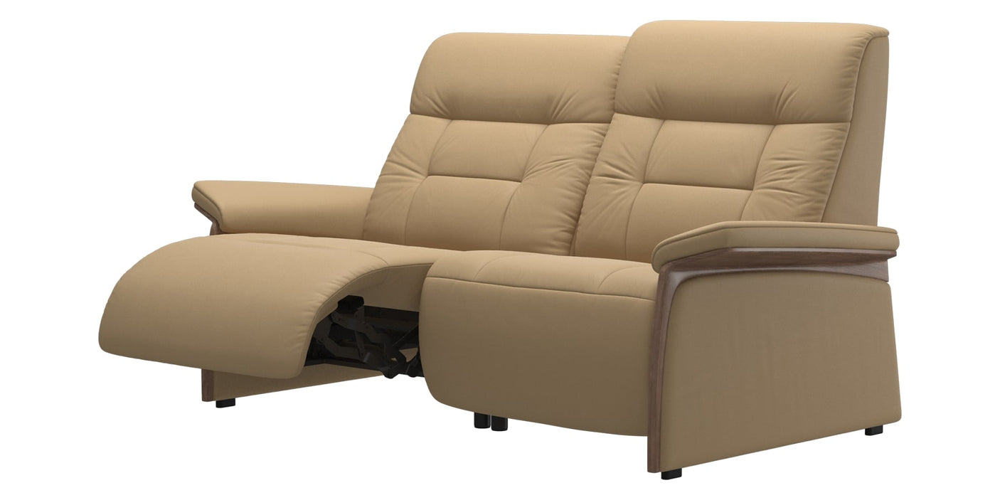 Paloma Leather Sand & Walnut Arm Trim | Stressless Mary 2-Seater Sofa | Valley Ridge Furniture