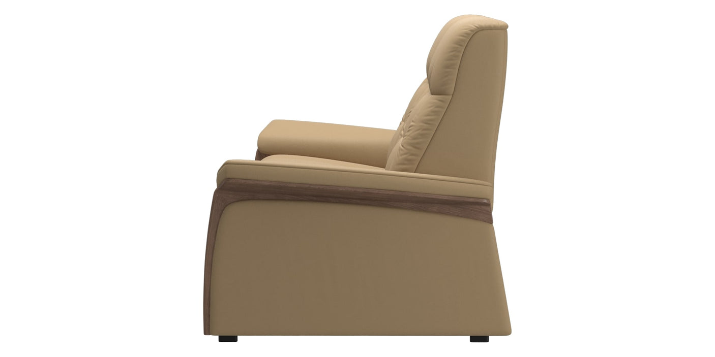 Paloma Leather Sand & Walnut Arm Trim | Stressless Mary 2-Seater Sofa | Valley Ridge Furniture